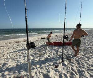 Shark fishing off the beach